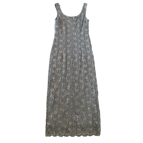 Vintage R&M Collection Lace Maxi Dress Womens Size 6 Pale Blue Sequins & Jacket - Picture 4 of 16